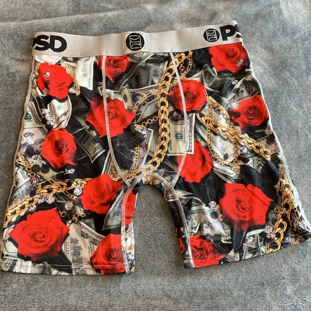 PSD Men’s Cash money gold chain diamond rose print Underwear XL rich wealthy